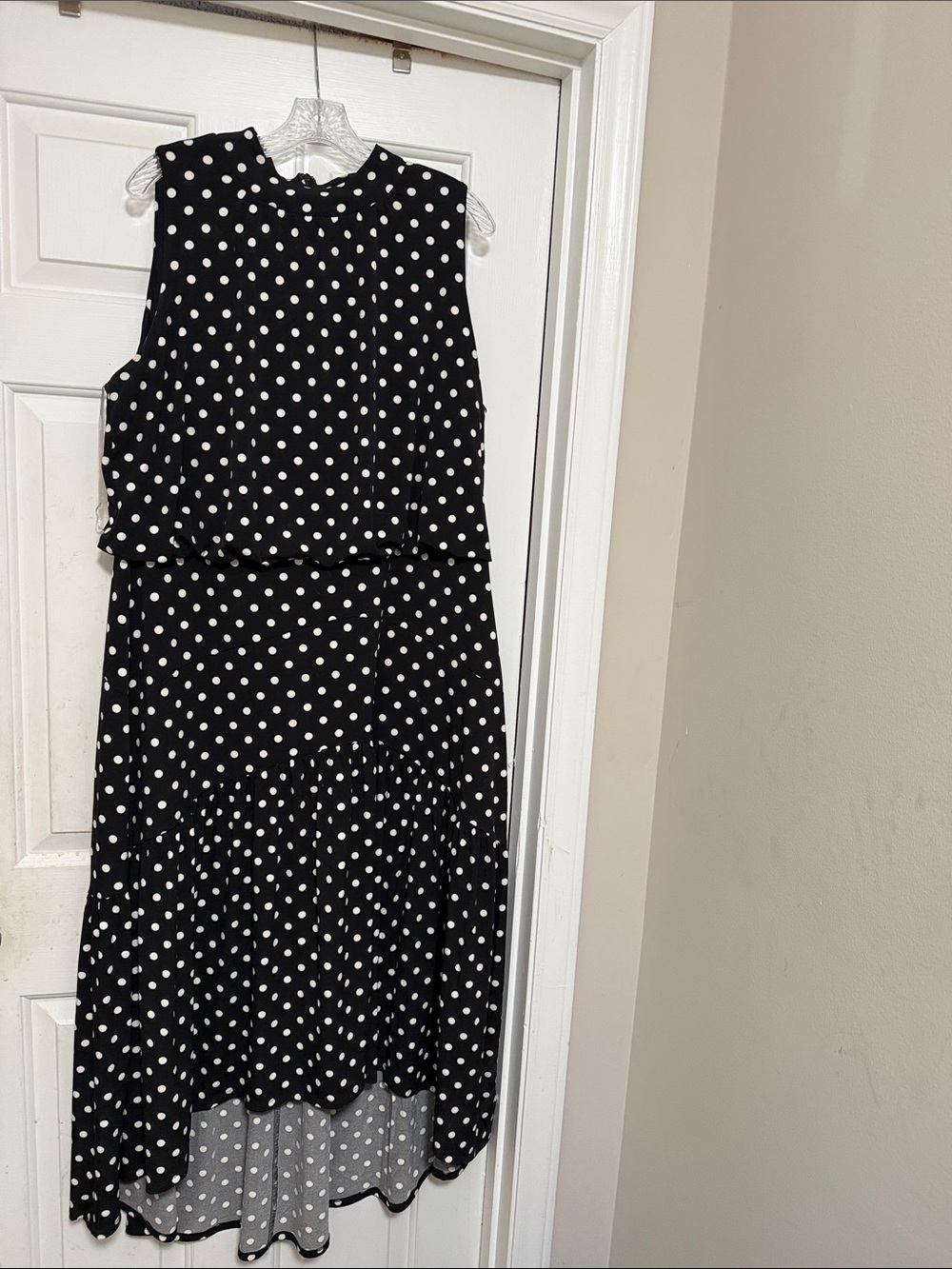 Cato Black and White Polka Dot High-Low Dress